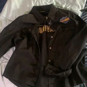 Worn once black button up women’s harley shirt